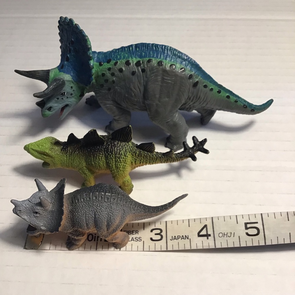 Safari Ltd Triceratops 1996 Vintage  6", 2009 Stegosaurus & Triceratops Dinosaur